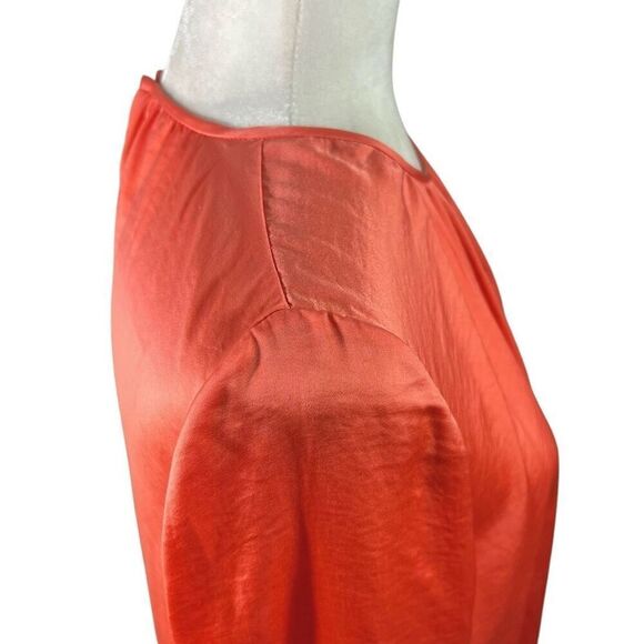 Vince Long Sleeve Blouse Coral Draped Front Size 10 Medium - Picture 7 of 14